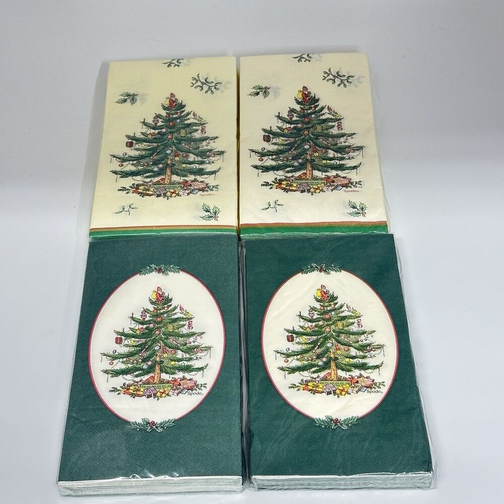 Lot of 4 Spode Christmas Tree C.R. Gibson 16 Ct Guest Dinner Napkins Sealed